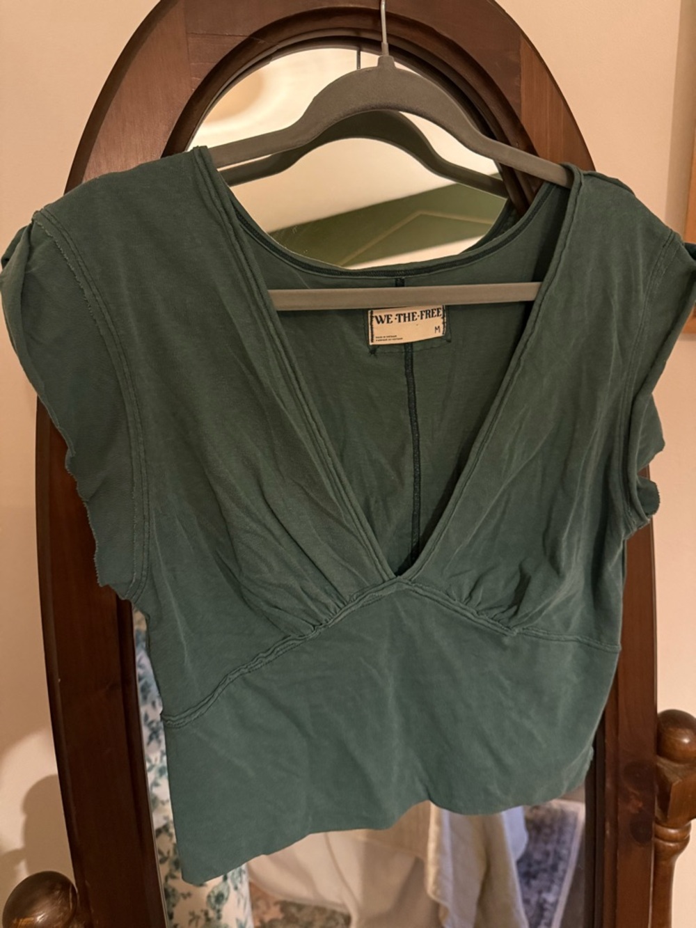 We The Free Deep Green V-Neck Crop Top